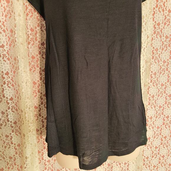 NWT faded glory black ribbed lace back top size medium - Picture 3 of 9